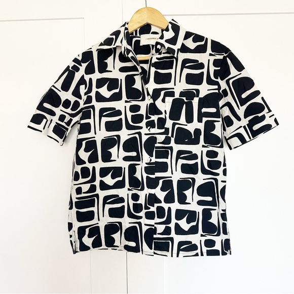 La DoubleJ Clerk CLERK TRIBAL PRINT SHORT SLEEVE Poplin COTTON SHIRT black small - Picture 5 of 13